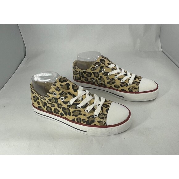 canvas womens shoes 8 cheetah style sneakers NNT - Picture 1 of 8